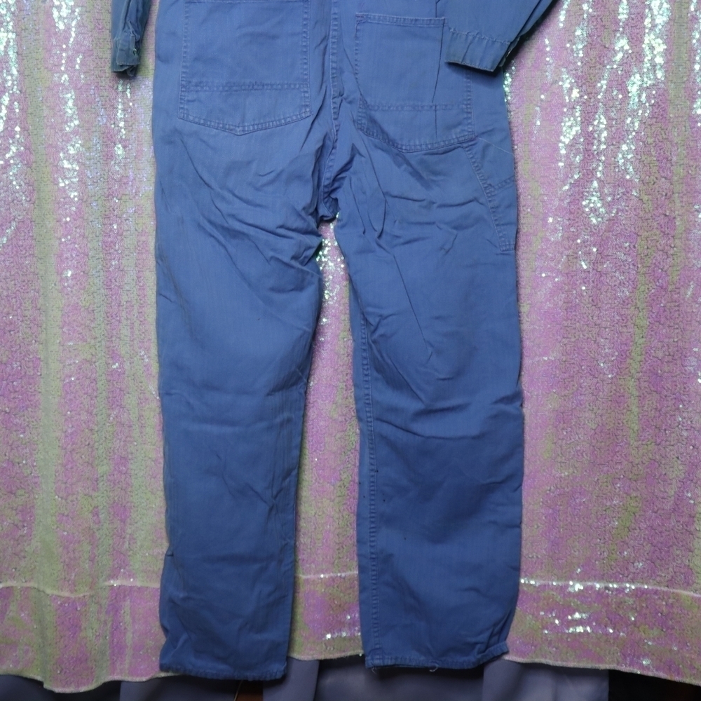 VINTAGE BLUE COTTON COVERALLS 40 Euclid Mfg Co Denim Uniform Work Classic Grunge - Picture 7 of 14
